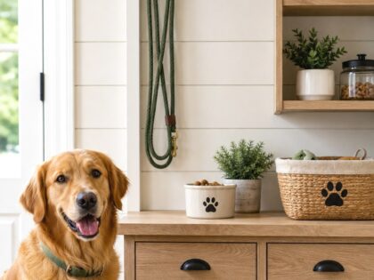 Farmhouse Dog Station Ideas for a Tidy Practical Home