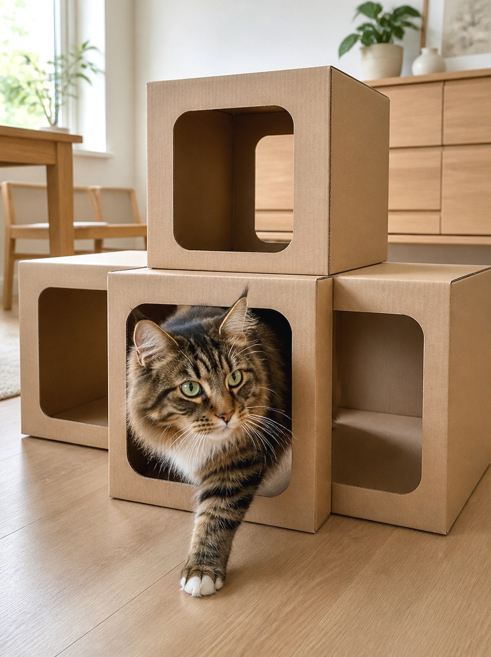 A Rearrangeable Cardboard Box Maze