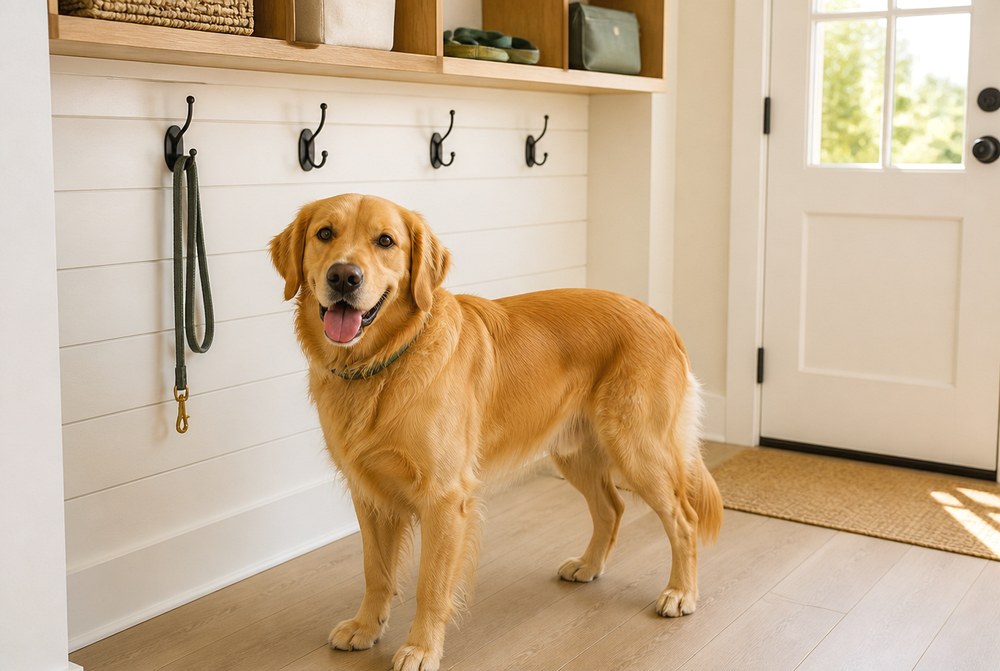 After Shiplap Leash Rail With Individual Cubbies