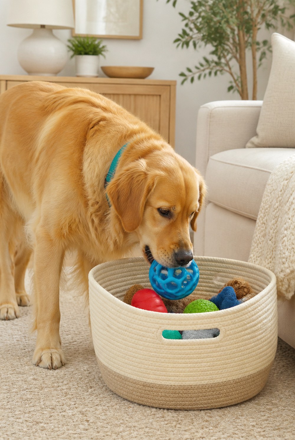 After Use a Low, Wide Basket for Everyday Favorites