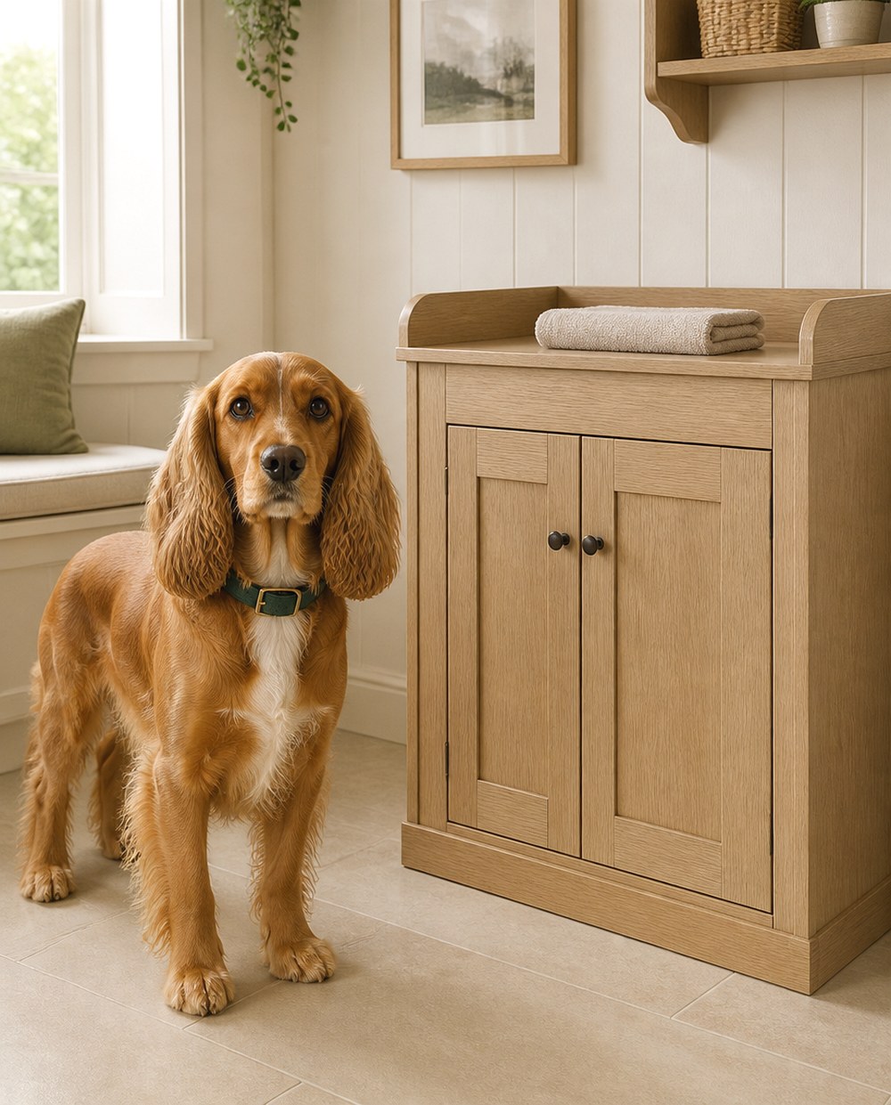 After Use Closed Cabinets to Create a Calm Grooming Corner