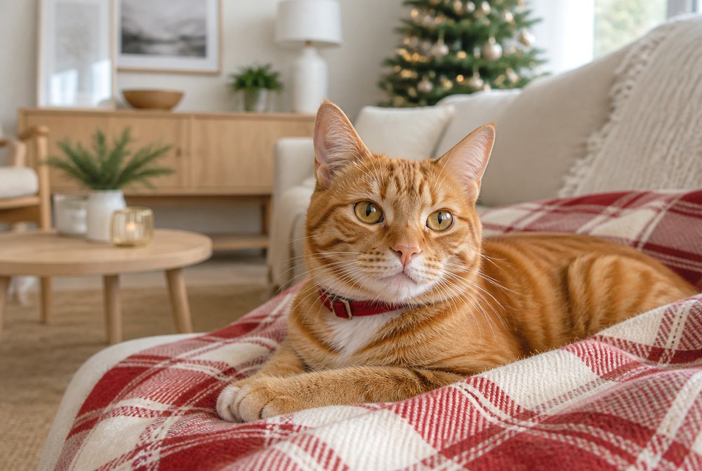 After Cozy Plaid Blanket Photo