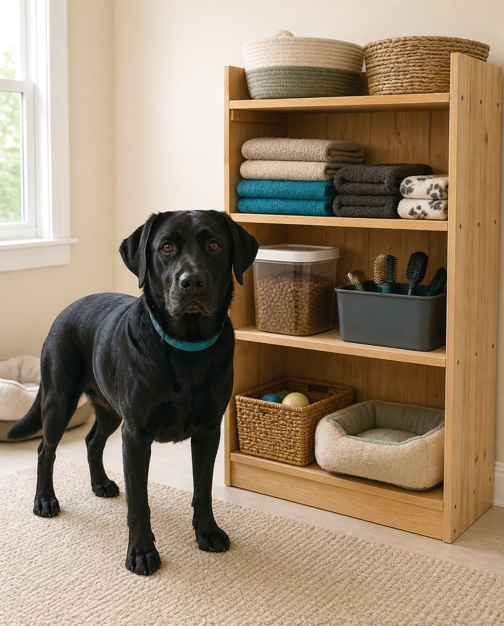 After Give an Old Bookcase a Pet Supply Makeover