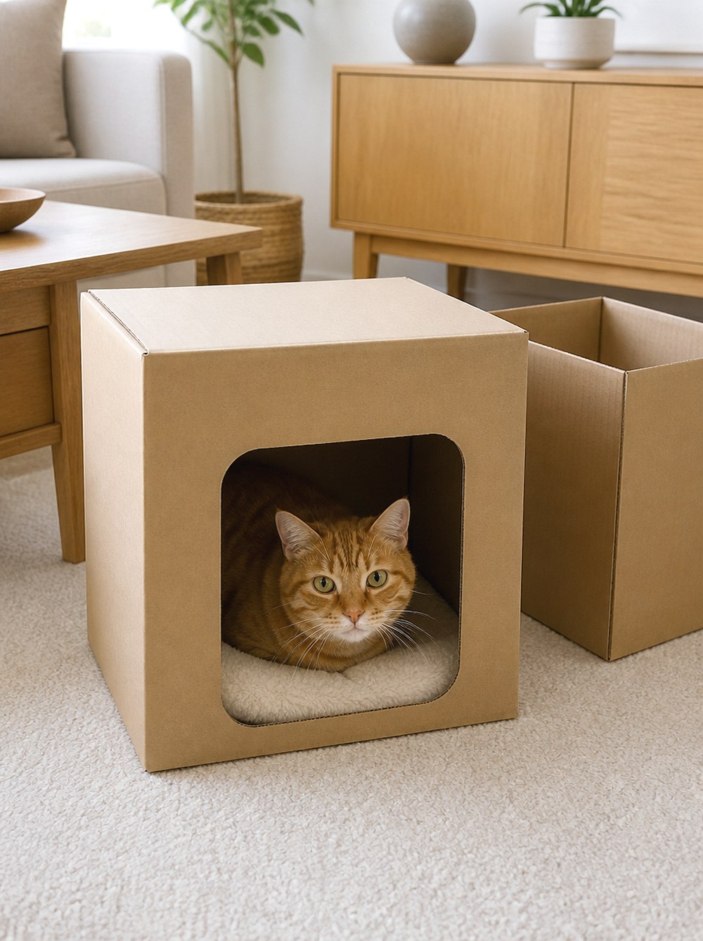 After Build a Birthday Cardboard Box Hideaway