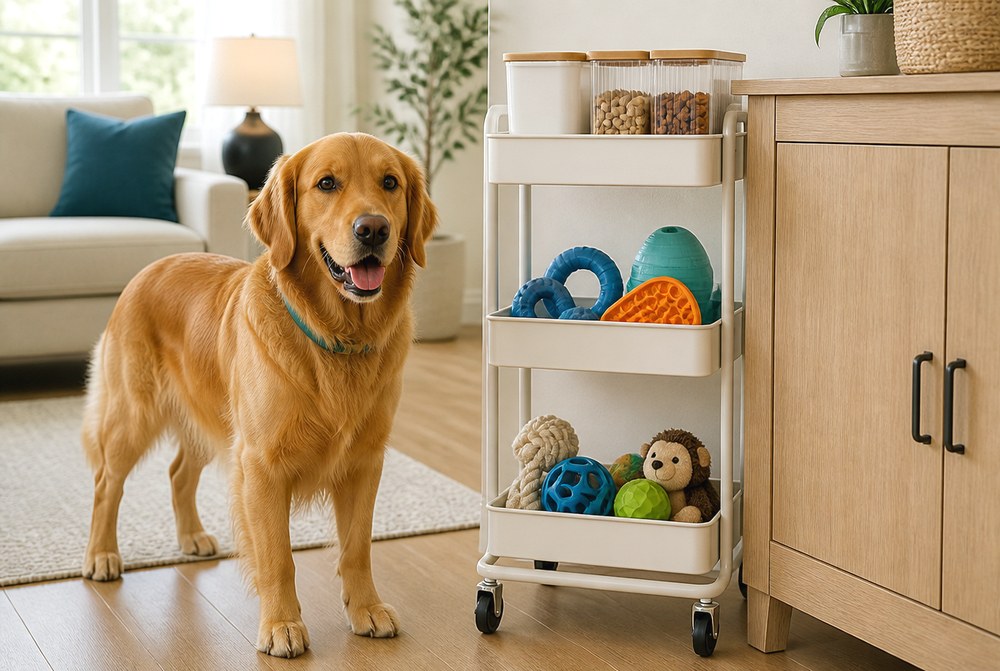 After Add a Slim Rolling Cart Beside a Cabinet
