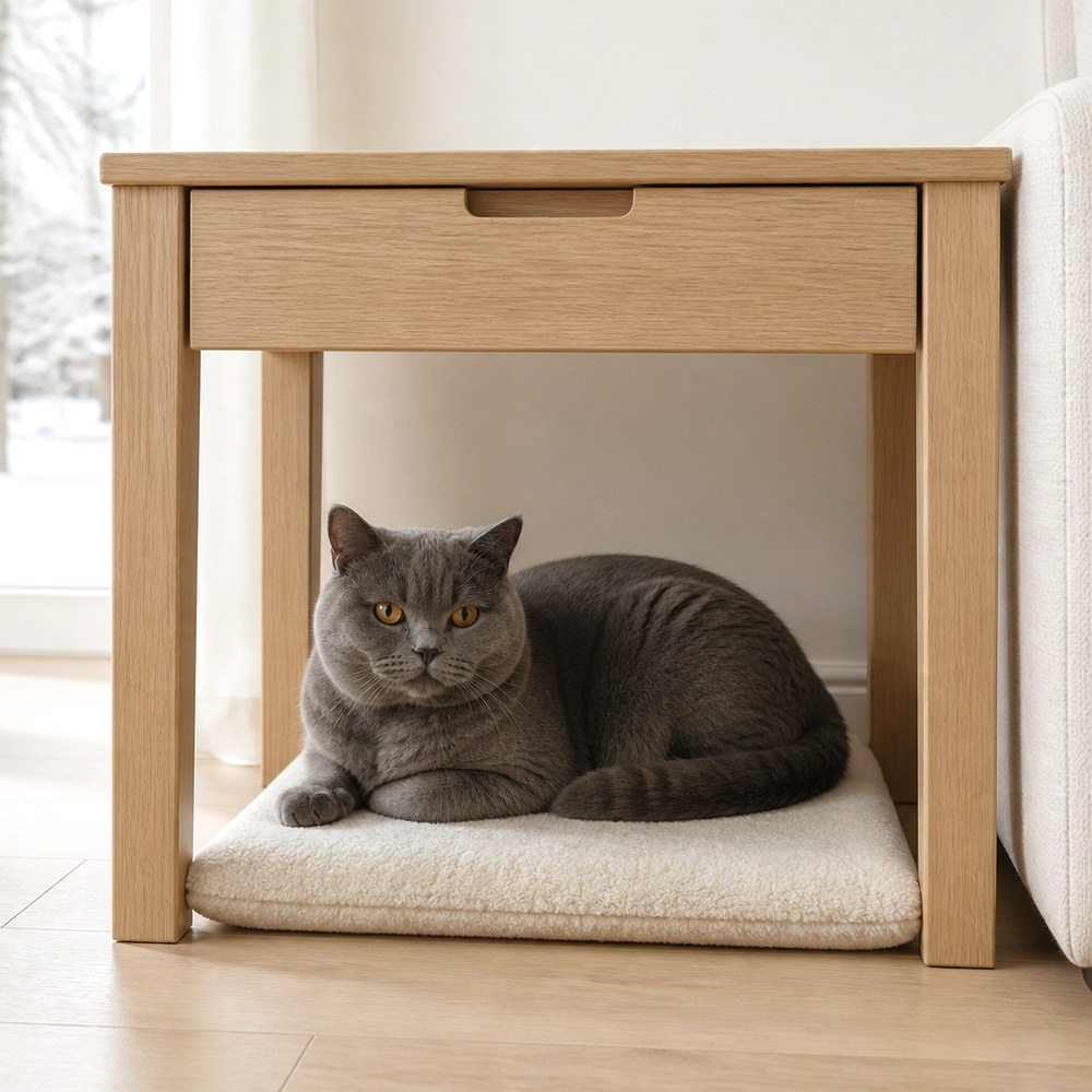 After Use the Space Beneath a Side Table as a Protected Nook
