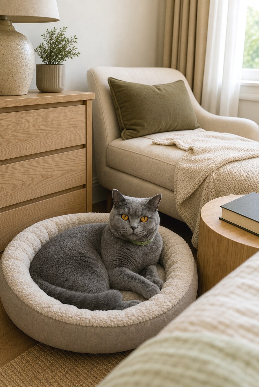 After Bedroom Chaise with a Quiet Pet Bed