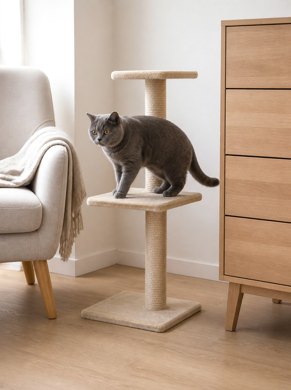 After Fit a Slim Tree Between Two Furniture Zones