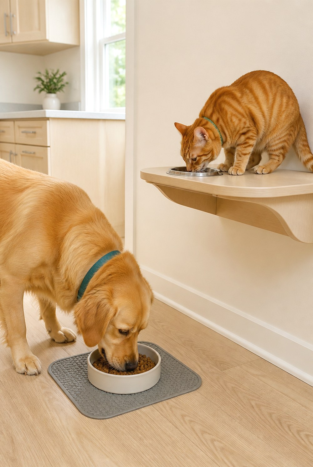 After Floor Level Dog Station and Elevated Cat Station
