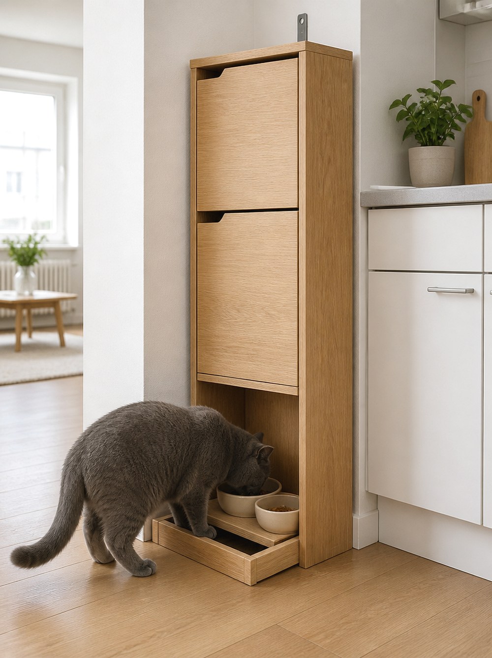 Combine Food Storage and Bowls in a Slim Vertical Tower