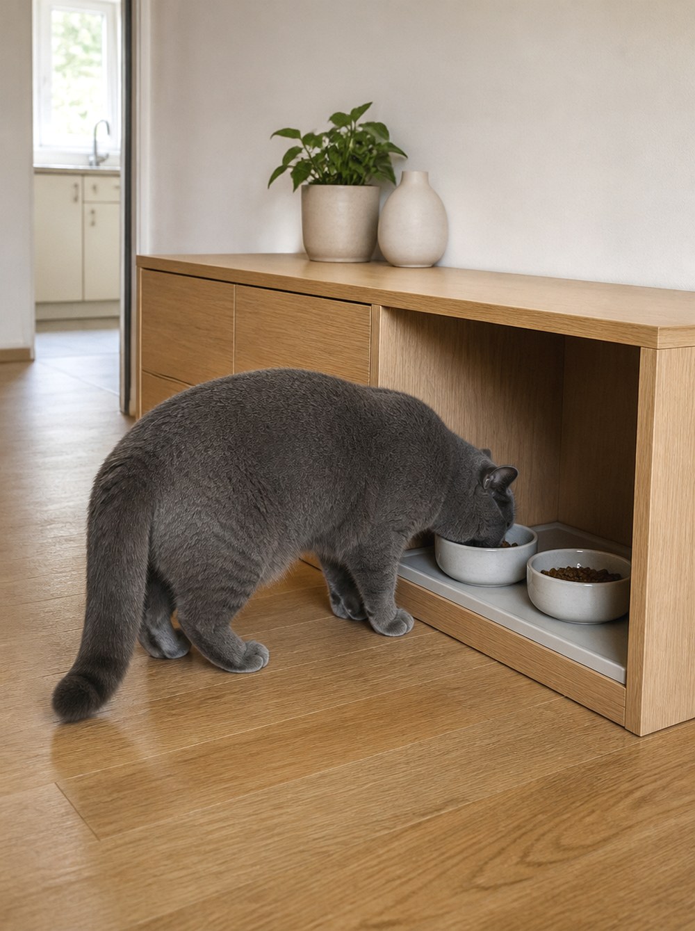 Create a Feeding Niche at the End of a Storage Bench