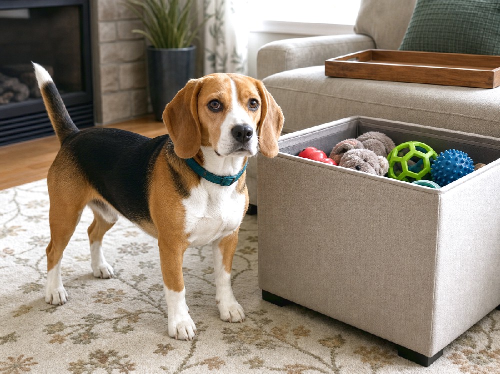 Storage Ottoman with a Removable Tray