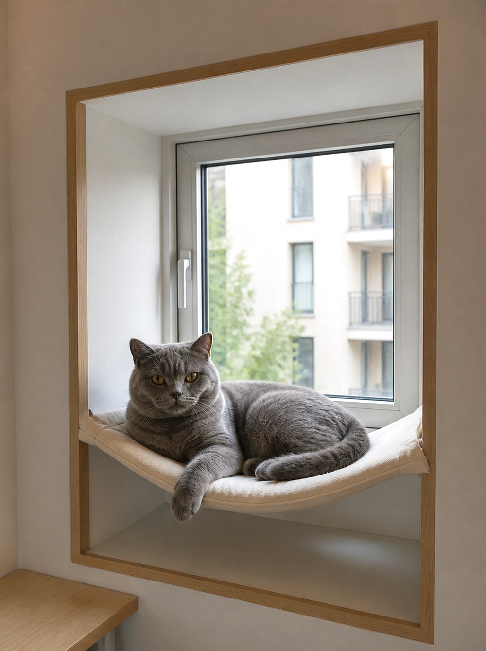 Stretch a Secure Hammock Across a Deep Window Recess