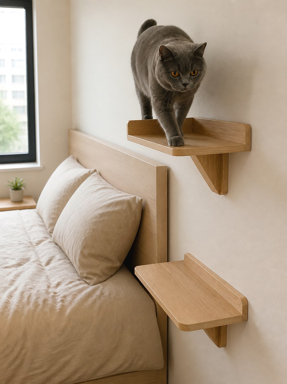 Two Level Bedside Landing Shelves