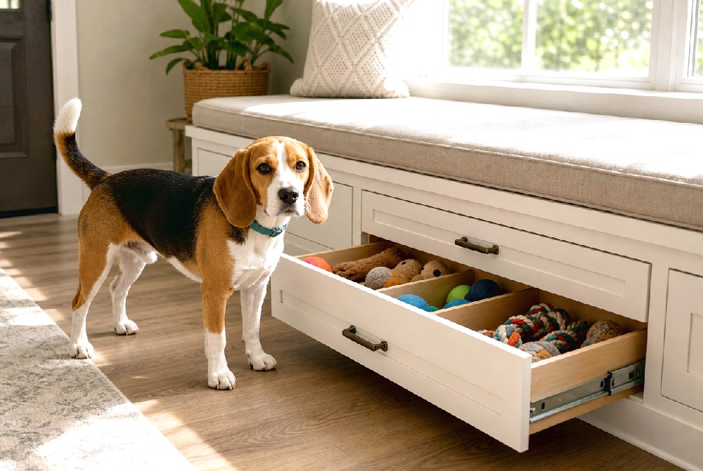 Window Bench with Deep Drawers