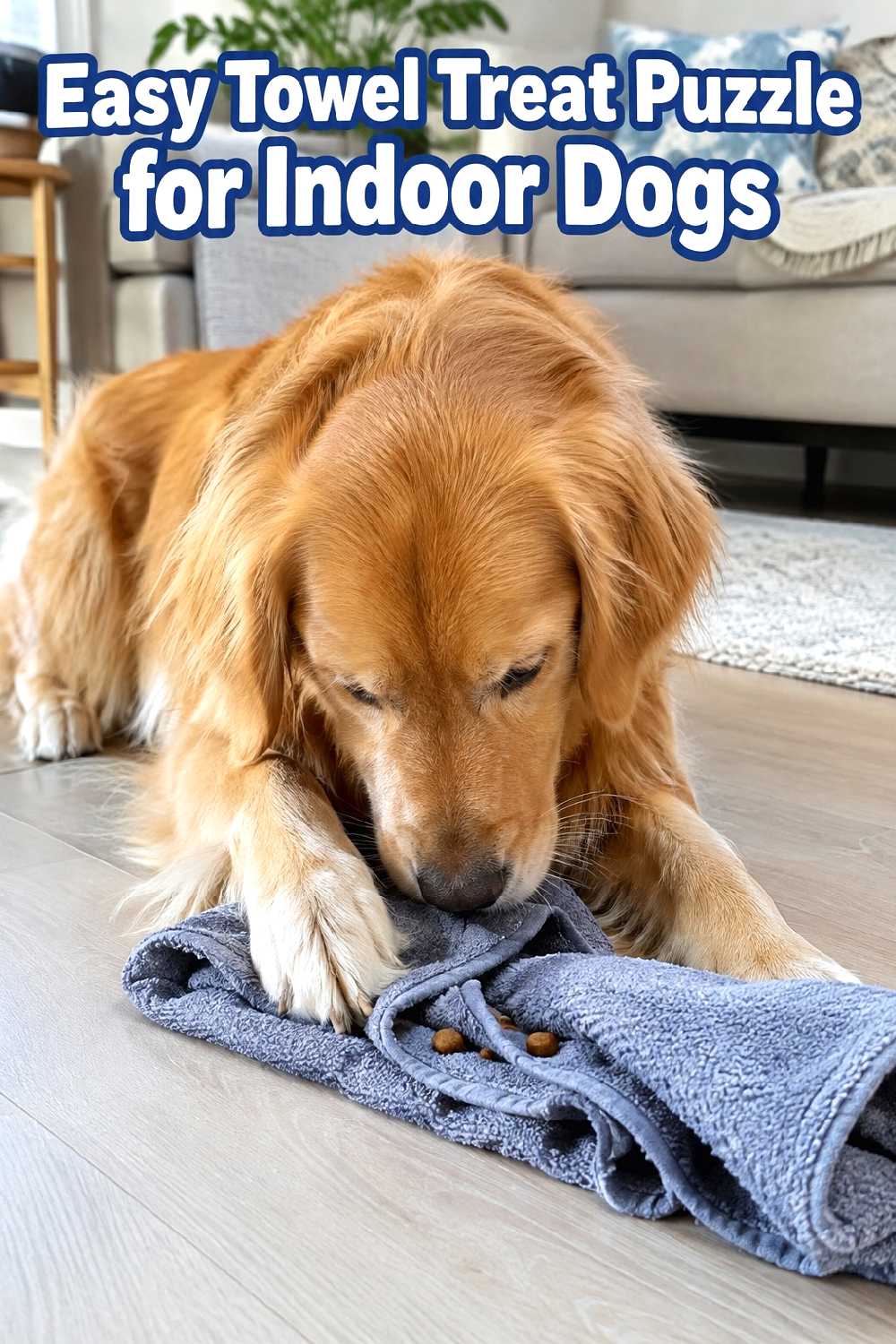 2. Easy Towel Treat Puzzle For Indoor Dogs